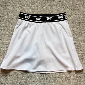 PXG Women's White Skater Skirt with Black Waistband